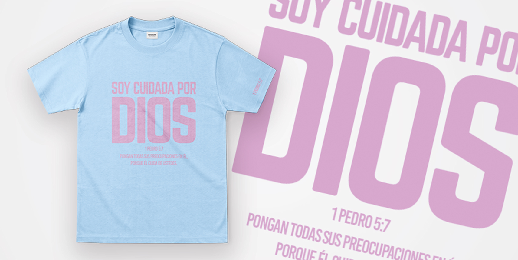 Camiseta "Soy Cuidada por Dios" – Azul Celeste - Imagen 2