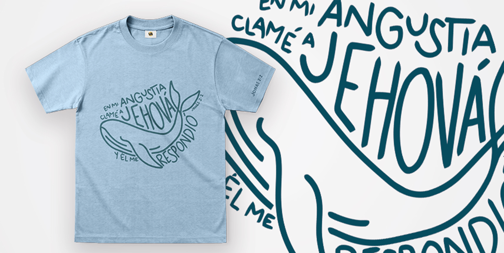 Camiseta "Jonás 2:2" – Azul Lavado / Celeste - Imagen 2