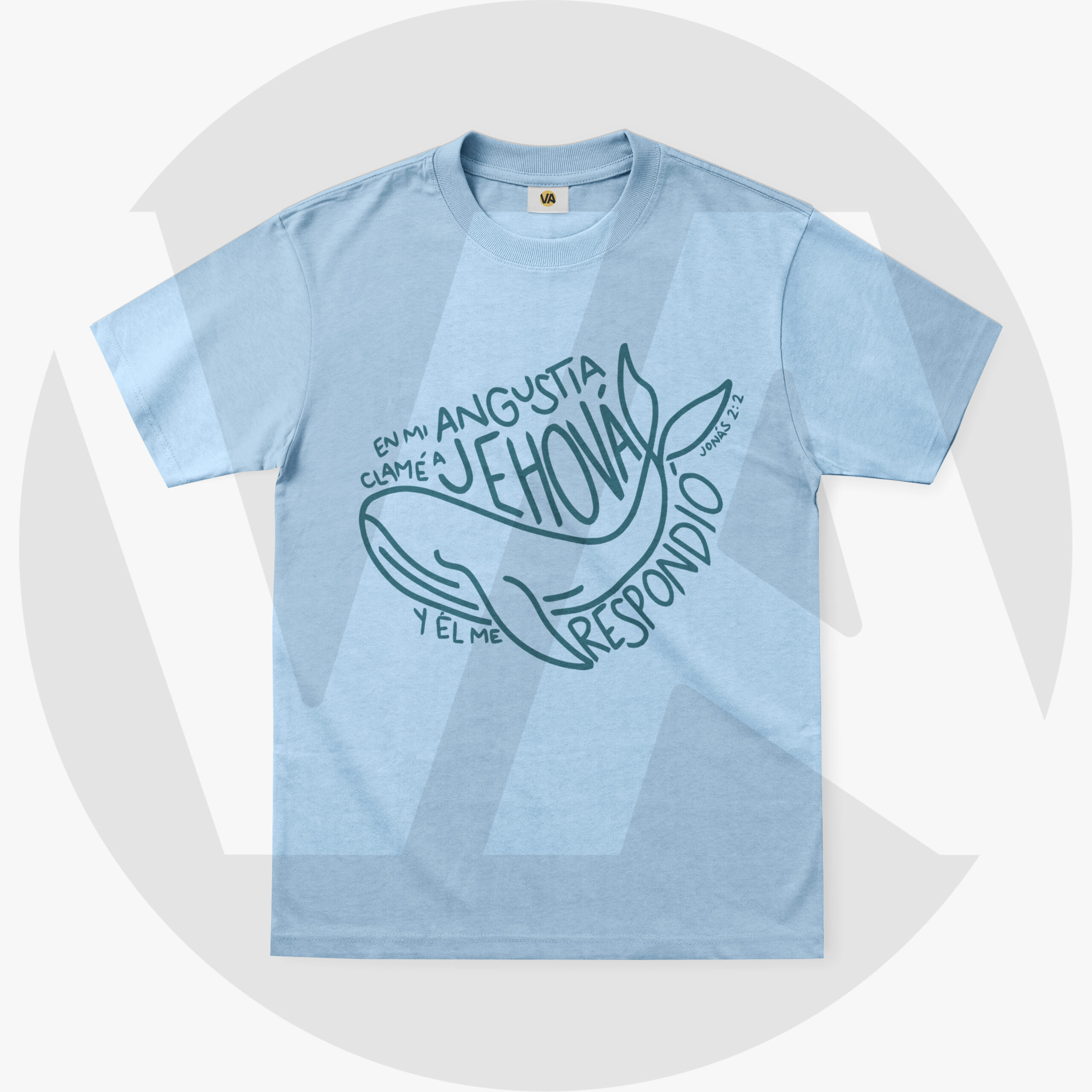 Camiseta "Jonás 2:2" – Azul Lavado / Celeste