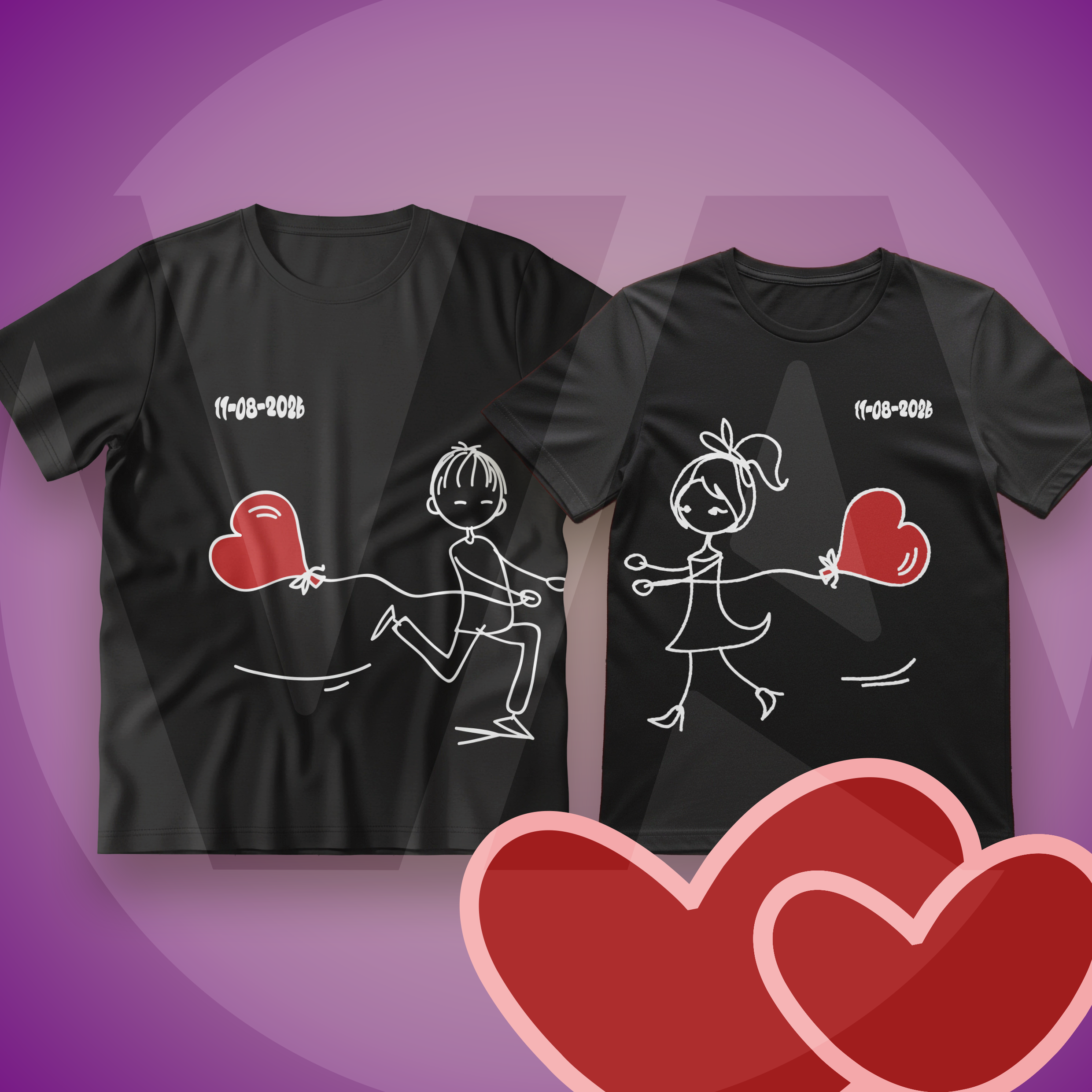 Duo Camisetas "Conexión de Amor" (Personalizables)